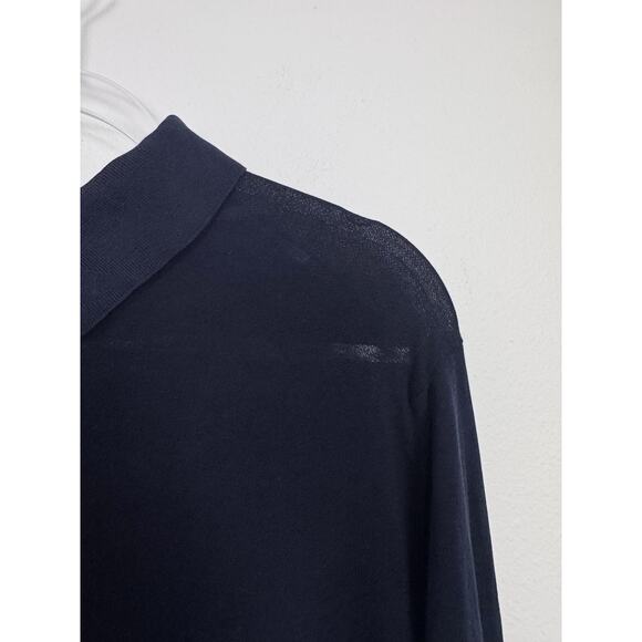 Malo Sweater Mens Large Navy Polo Long Sleeve Italy Luxury Knit Cotton sz 54 - Picture 8 of 10